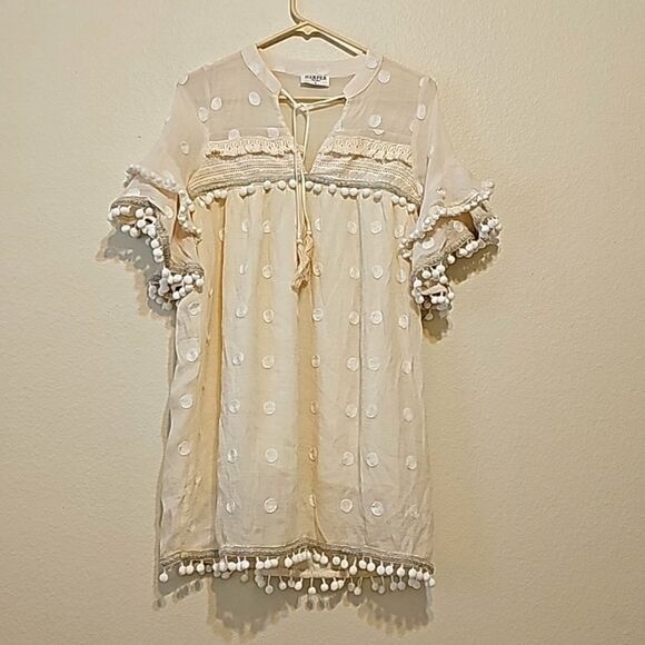 HARPER NY POLKA-DOT BOHO TUNIC DRESS SIZE SMALL - Picture 1 of 12